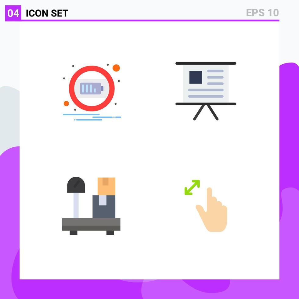 4 användare gränssnitt platt ikon packa av modern tecken och symboler av batteri låda underrättelse Graf vikt redigerbar vektor design element