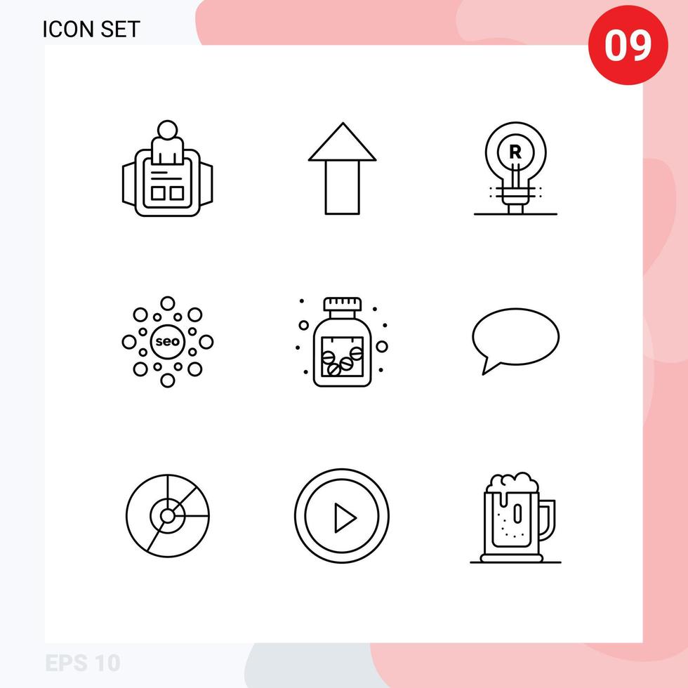 uppsättning av 9 modern ui ikoner symboler tecken för medicin rang begrepp seo klot redigerbar vektor design element