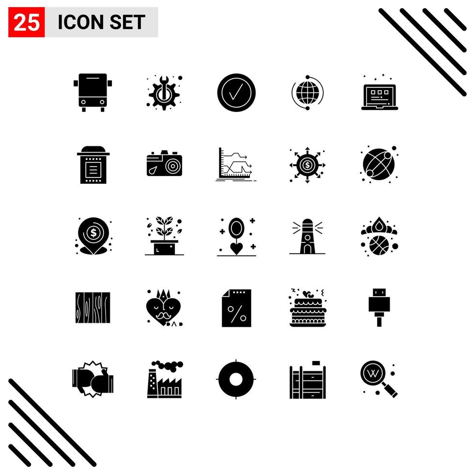 25 kreative Symbole moderne Zeichen und Symbole der Internetverbindung fix verbinden Globus editierbare Vektordesign-Elemente vektor