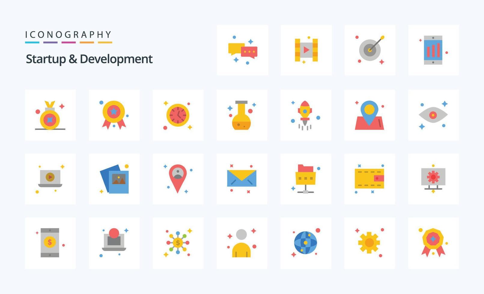25 Flachfarben-Icon-Pack für Start und Entwicklung vektor