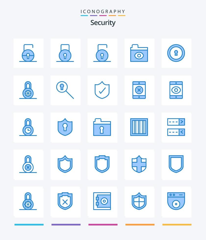 Creative Security 25 Blue Icon Pack wie Schutz. Geheimnis. Privatgelände. suchen. Schutz vektor