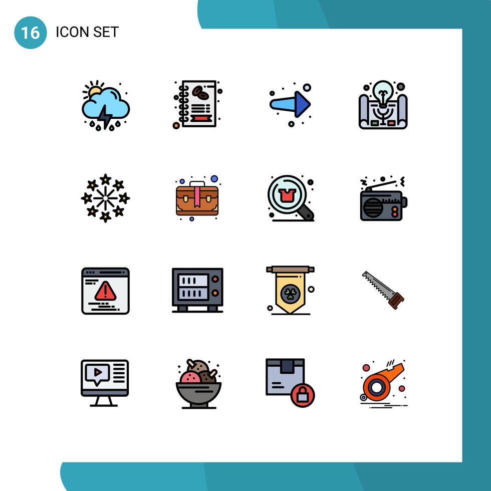 uppsättning av 16 modern ui ikoner symboler tecken för fyrverkeri projekt förvaltning pil projekt aning aktiva inlärning redigerbar kreativ vektor design element