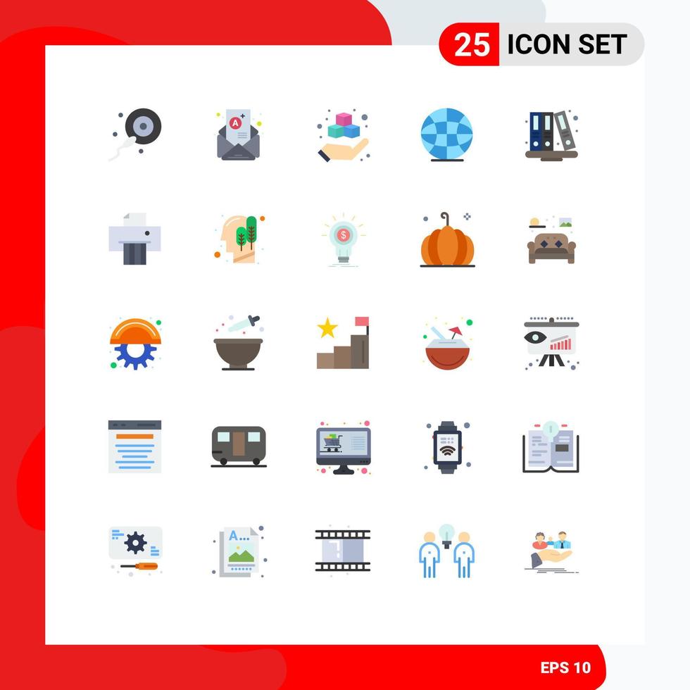 Stock Vector Icon Pack mit 25 Zeilenzeichen und Symbolen für den Druck von Bibliotheksbüchern zurück zur Schule Internet editierbare Vektordesign-Elemente