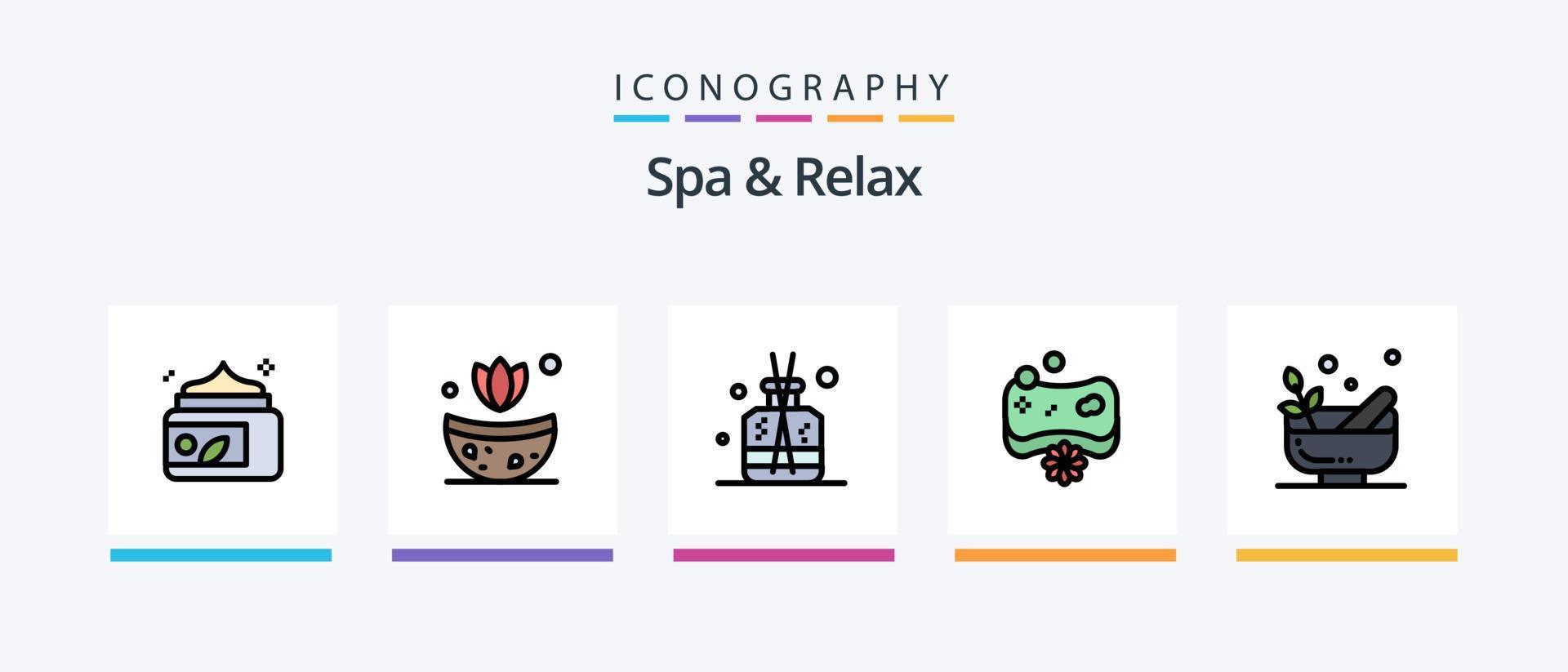 Spa- und Relax-Linie gefülltes 5-Icon-Paket inklusive Spa. Massage . Spa. Entspannung. kreatives Symboldesign vektor