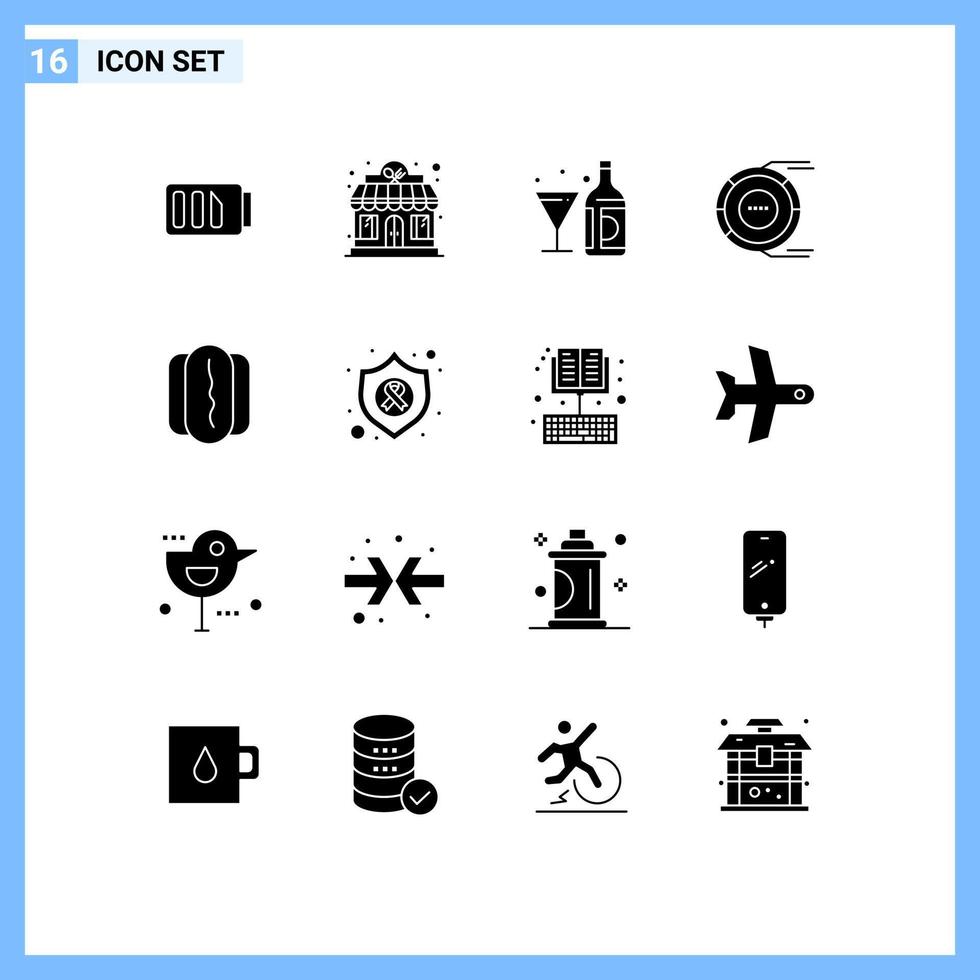 uppsättning av 16 modern ui ikoner symboler tecken för resurs diagram dryck analys glas redigerbar vektor design element
