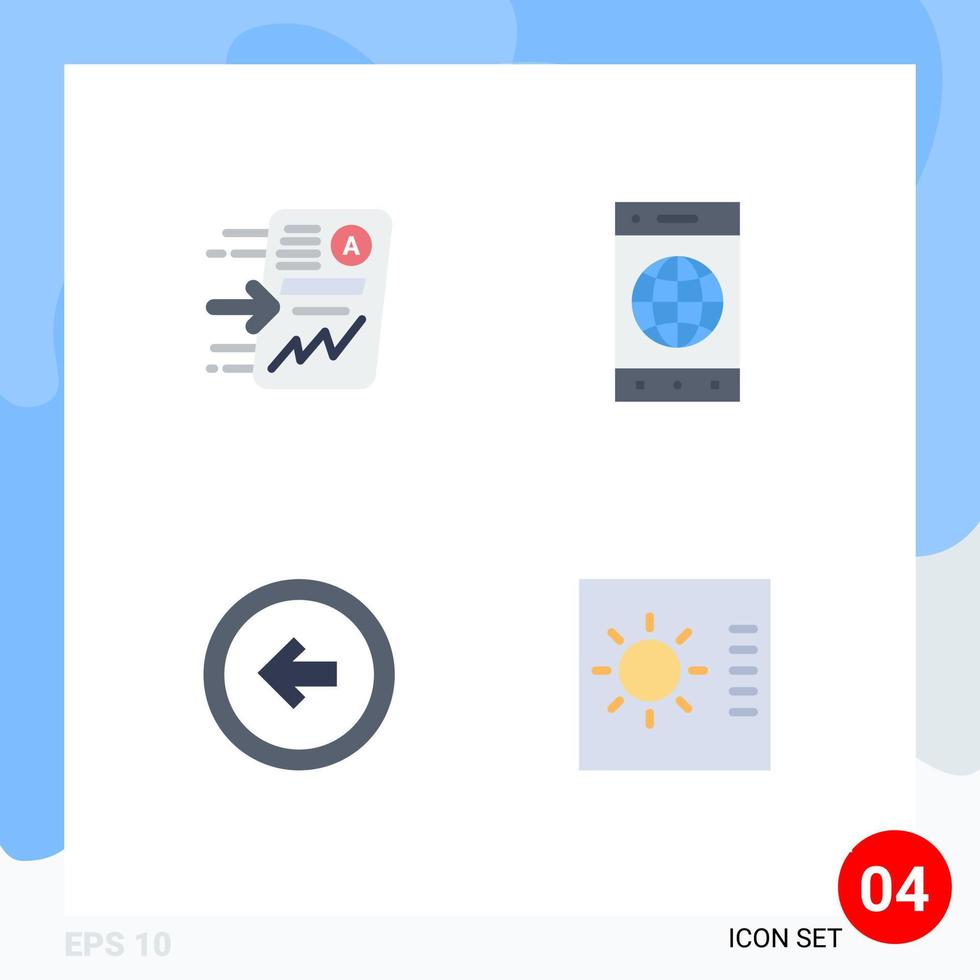 grupp av 4 platt ikoner tecken och symboler för fil pil framsteg cell användare redigerbar vektor design element