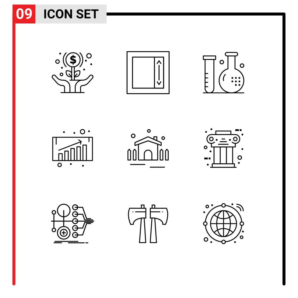 9 tematiska vektor konturer och redigerbar symboler av trädgård försäljning sjukdom Diagram medicin redigerbar vektor design element