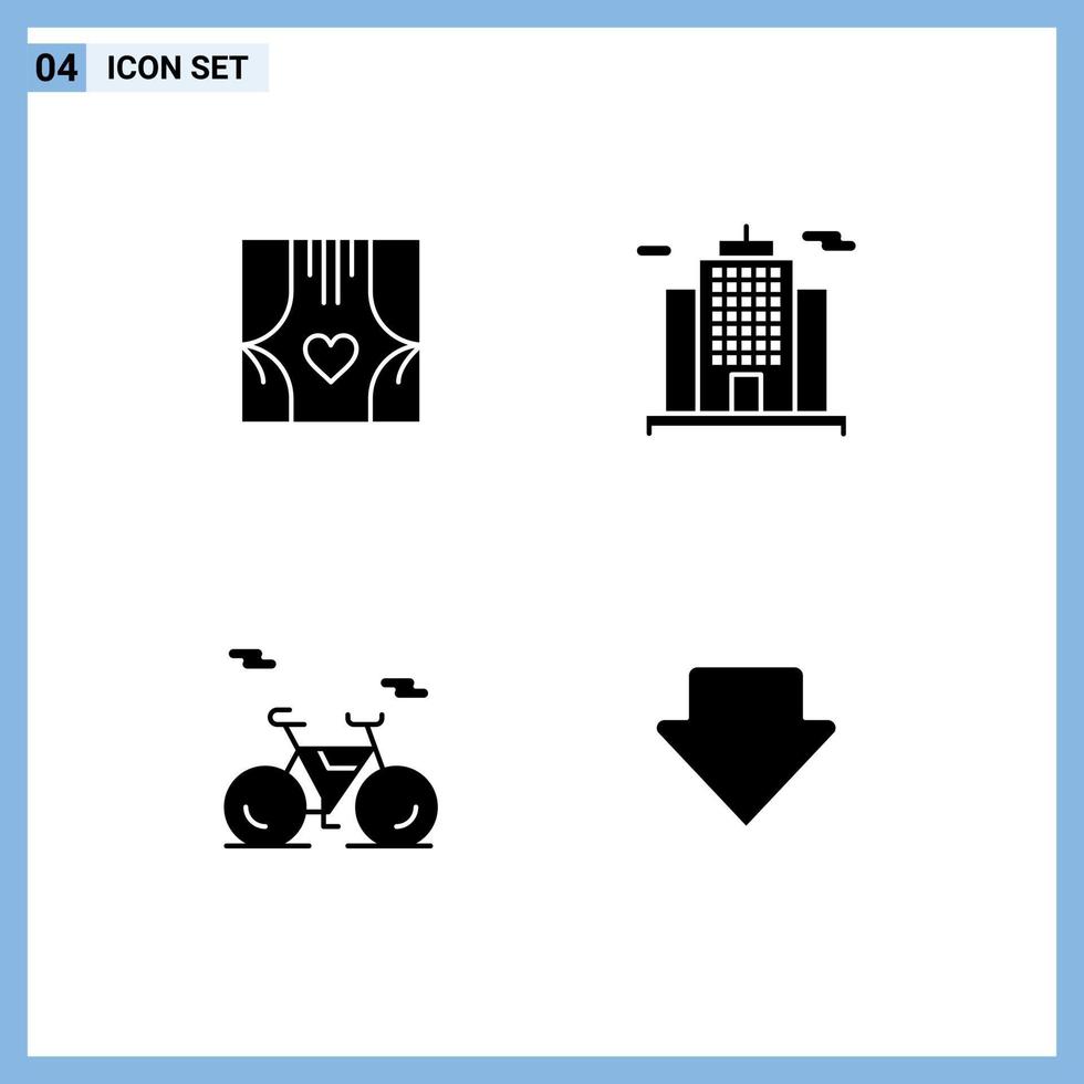 packa av 4 kreativ fast glyfer av fönster transport kärlek byggnad pil redigerbar vektor design element