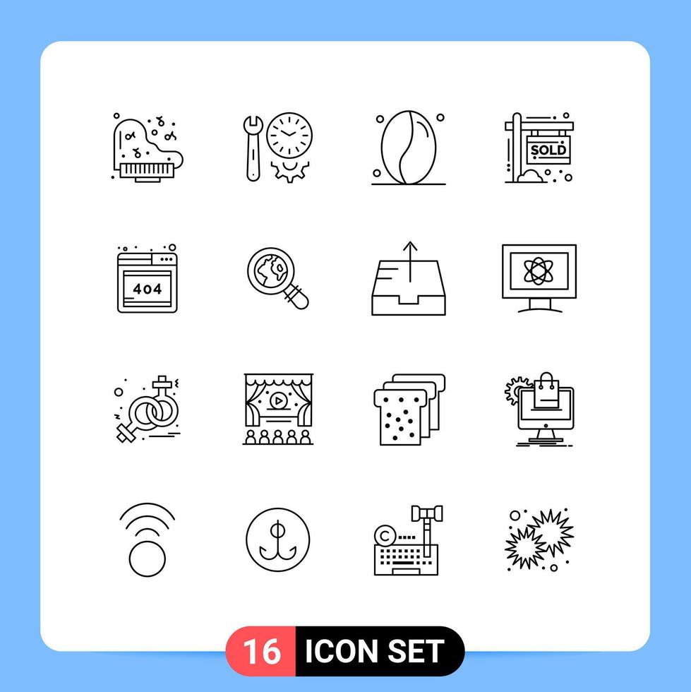 modern uppsättning av 16 konturer pictograph av webb browser kaffe inkomst fast egendom redigerbar vektor design element