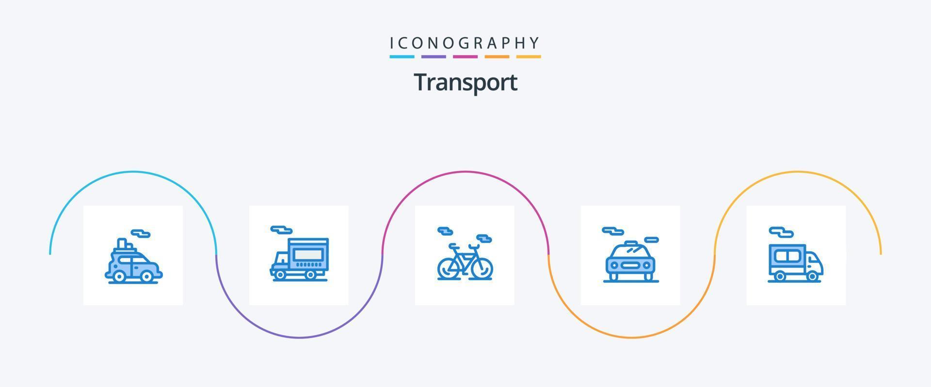 Transport Blue 5 Icon Pack inklusive . Transport. Fahrrad. Lieferung. elektrisch vektor