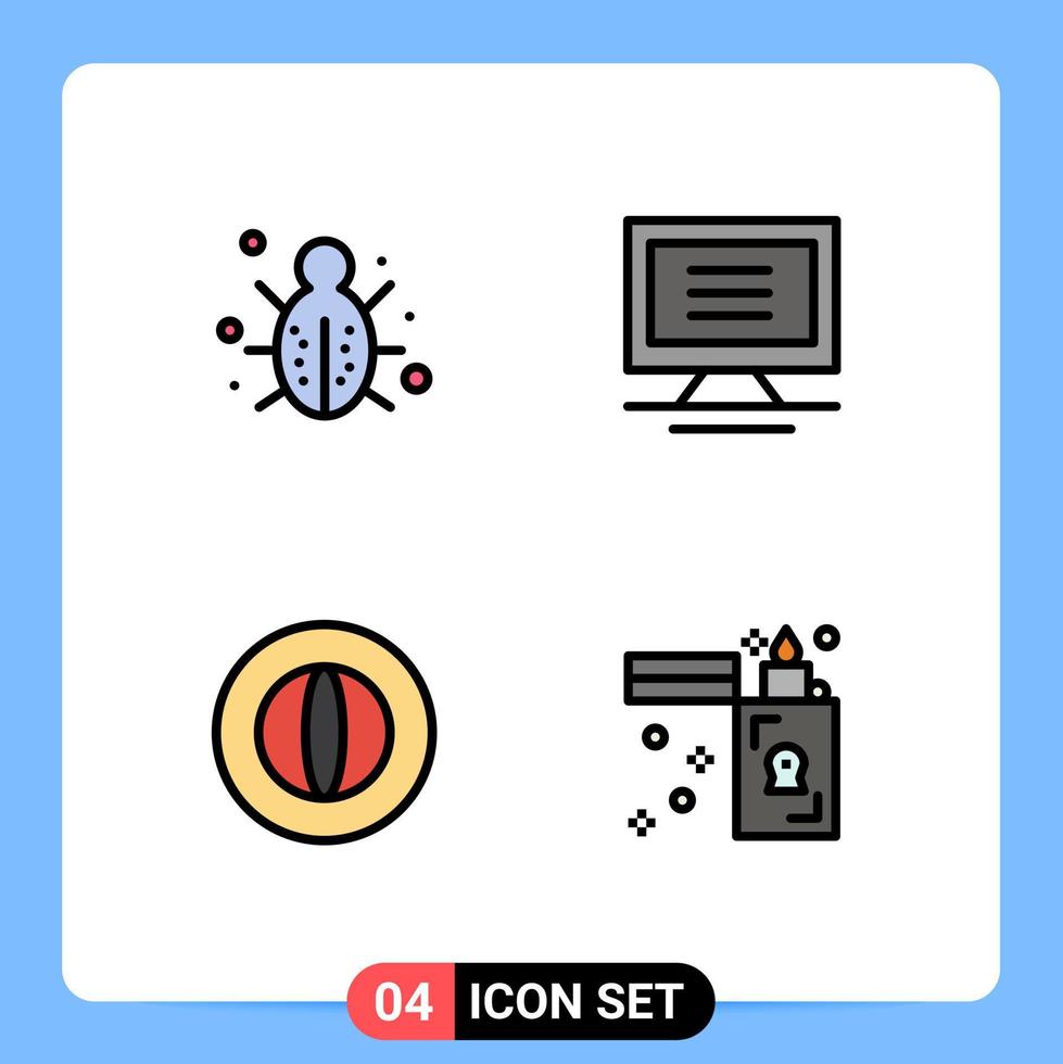 4 kreative Symbole moderne Zeichen und Symbole für Bug Coin Protection Computer Marketing editierbare Vektordesign-Elemente vektor