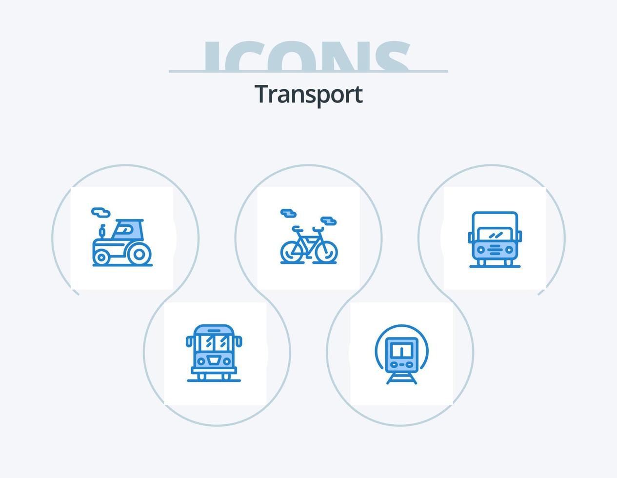Transport blau Icon Pack 5 Icon Design. LKW. Auto. Auto. Fahrzeug. Fahrrad vektor