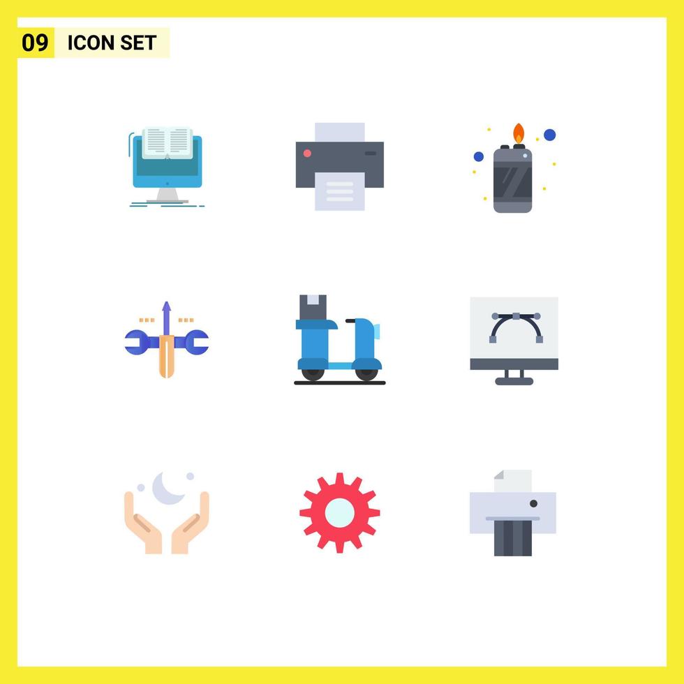9 användare gränssnitt platt Färg packa av modern tecken och symboler av låda verktyg användare skruvmejsel moln redigerbar vektor design element