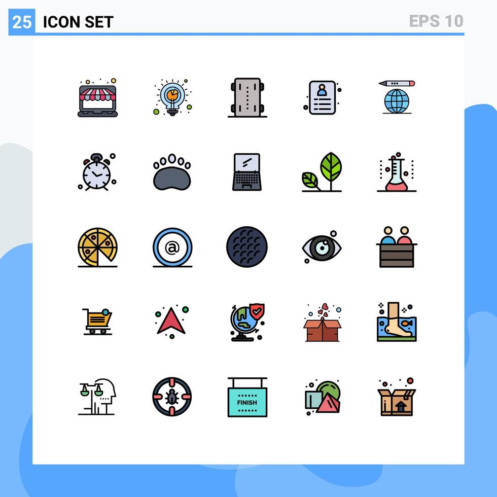 packa av 25 kreativ fylld linje platt färger av värld kort analys handla hjul skridsko redigerbar vektor design element