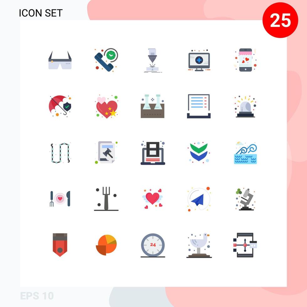gruppe von 25 modernen flachen farben für zeichen medizinische zusammenfassung stahlherstellung editierbare vektordesignelemente vektor