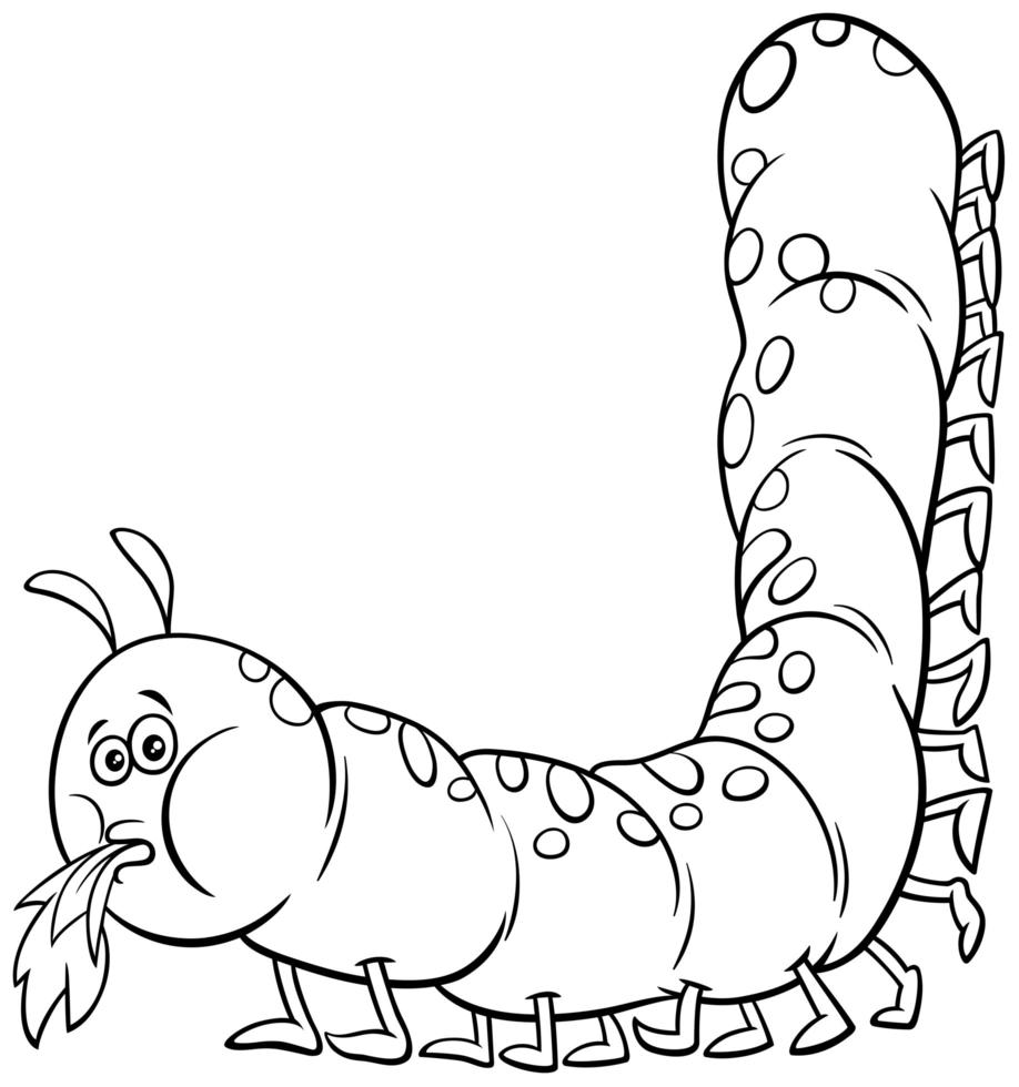 Caterpillar Cartoon Charakter Malbuch Seite vektor