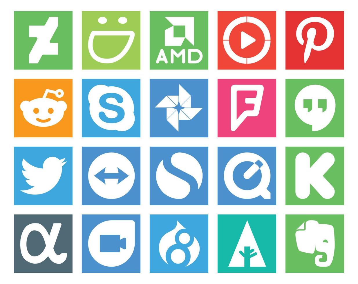 20 Social-Media-Icon-Packs, einschließlich Kickstarter, einfachem Chat, Teamviewer, Twitter vektor