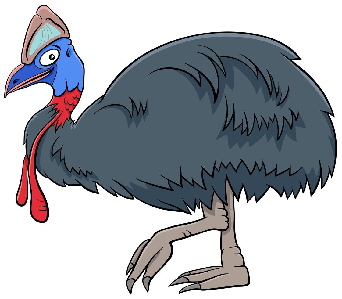 cassowary fågel djur karaktär tecknad illustration vektor