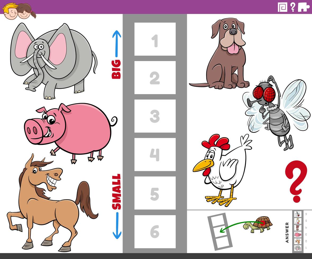 pedagogisk uppgift med stora och små djur för barn vektor