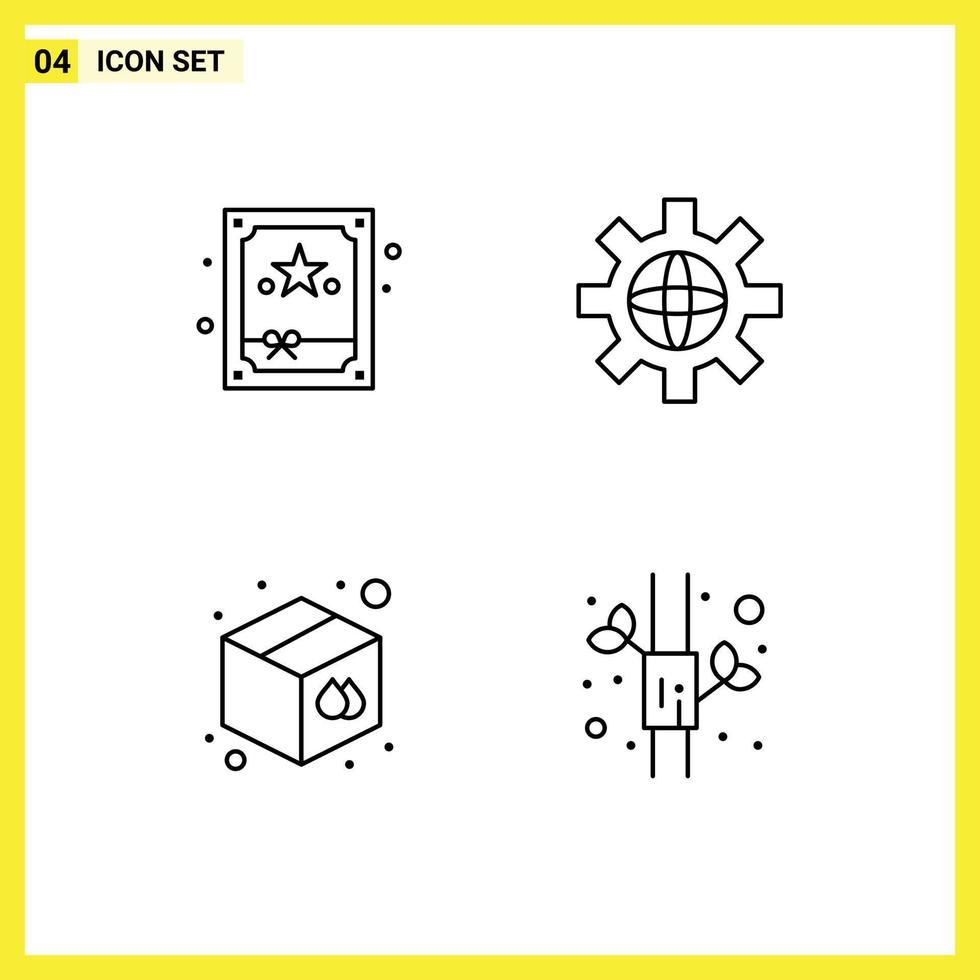 Set mit 4 kommerziellen Filledline-Flachfarbpaketen für Geschenklager Welt technische Bambus editierbare Vektordesign-Elemente vektor