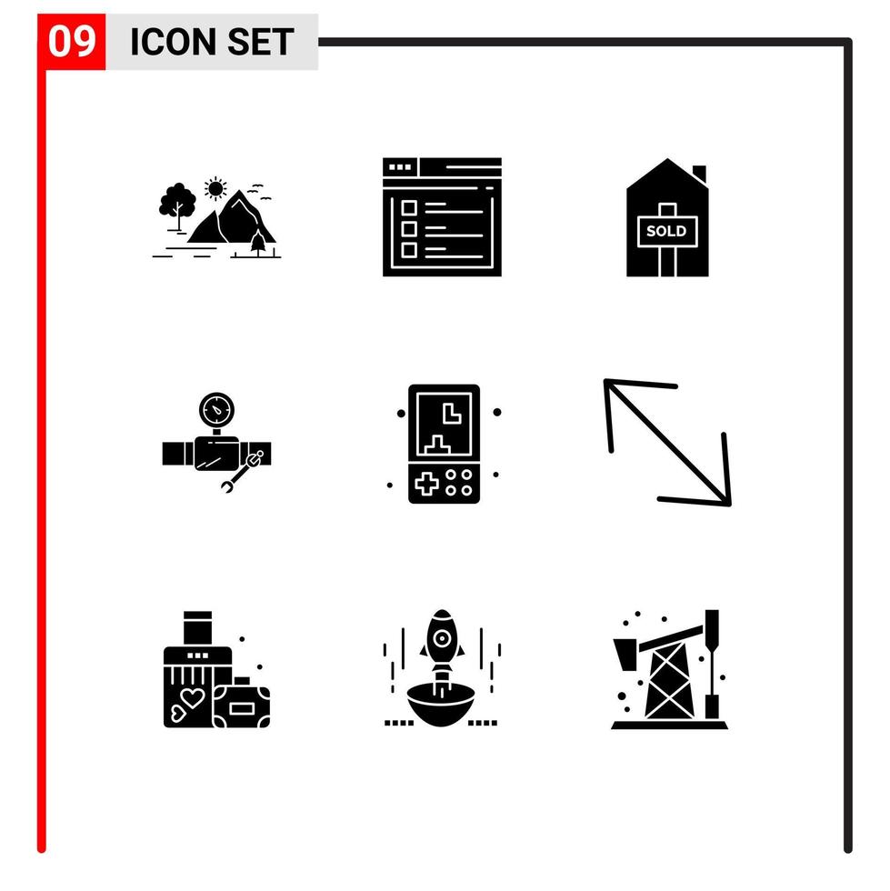 Stock Vector Icon Pack mit 9 Zeilenzeichen und Symbolen für den Bau von Gage-Bau-Websites, die editierbare Vektordesign-Elemente verkauft werden