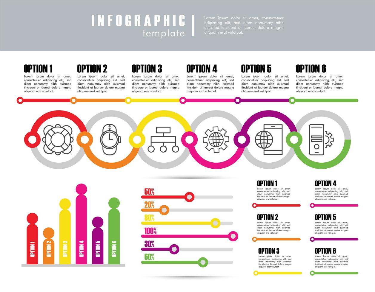 Infografik-Vorlage mit Statistiken in grauem und weißem Hintergrund vektor