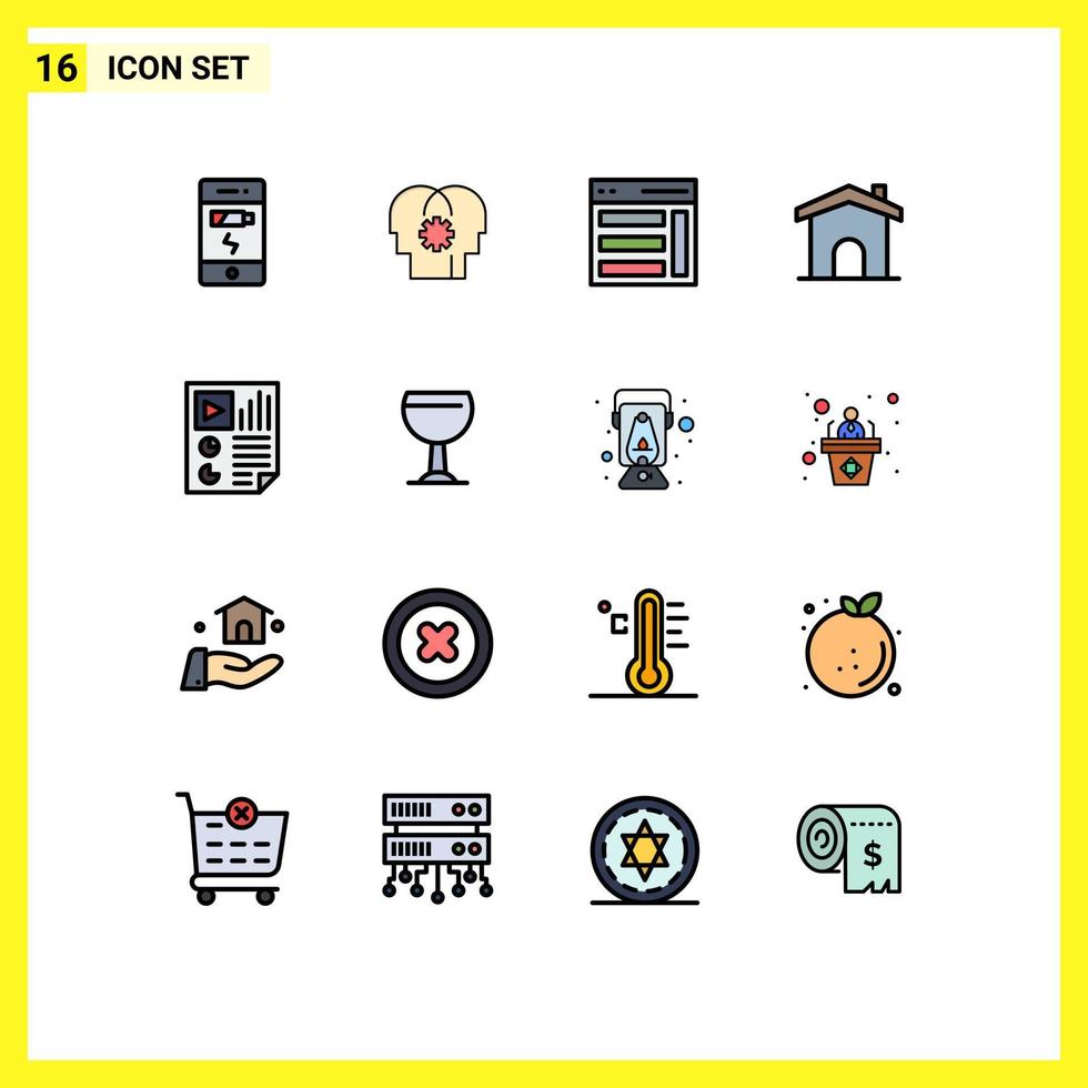 modern uppsättning av 16 platt Färg fylld rader och symboler sådan som data Hem kommunikation konstruktion användare redigerbar kreativ vektor design element
