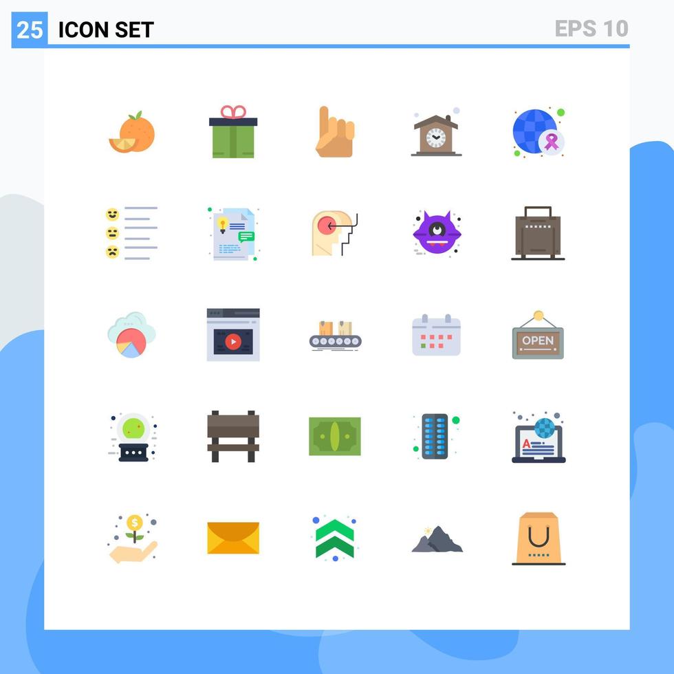 uppsättning av 25 vektor platt färger på rutnät för cancer design hand klocka hus redigerbar vektor design element