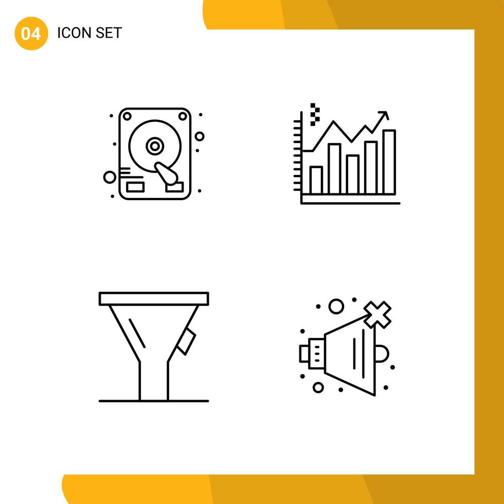 4-Linien-Konzept für mobile Websites und Apps Disk-Trichter-Analysediagramm keine bearbeitbaren Vektordesign-Elemente vektor