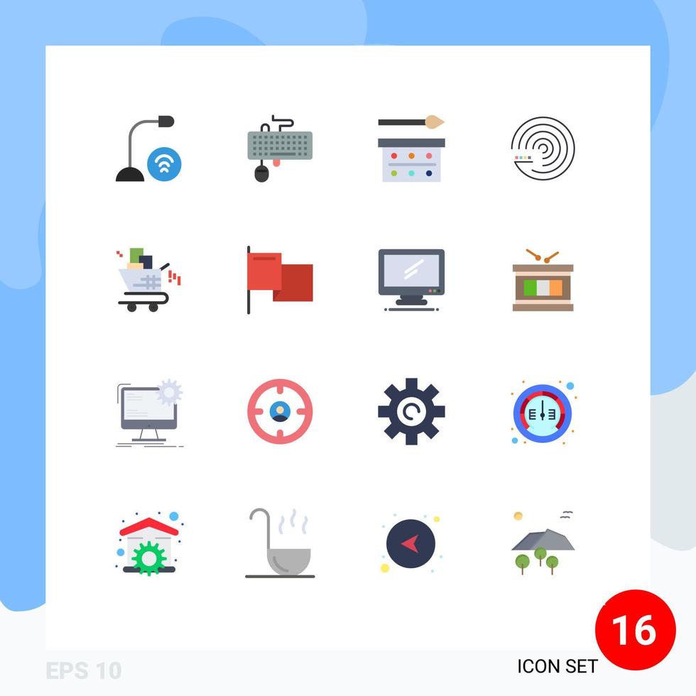 grupp av 16 platt färger tecken och symboler för prognostisering modell prognostisering mus öga skugga palett öga nyanser redigerbar packa av kreativ vektor design element