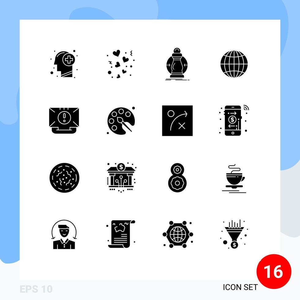 mobile schnittstelle solider glyphensatz von 16 piktogrammen von weltglobalen valentinstagen reduzieren kosten editierbare vektordesignelemente vektor