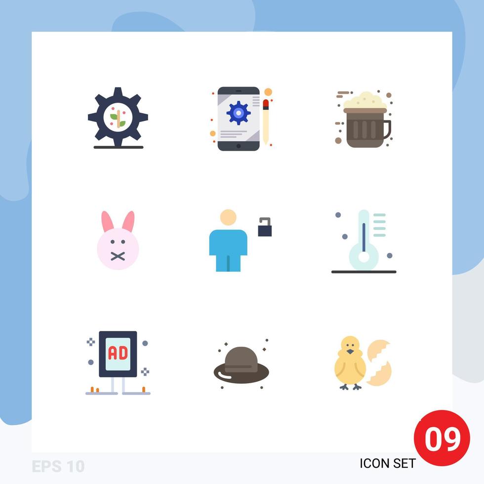 9 universelle flache Farben für Web- und mobile Anwendungen, Vorhängeschlosskörper, Kakao-Avatar, bearbeitbare Vektordesign-Elemente für Ostern vektor