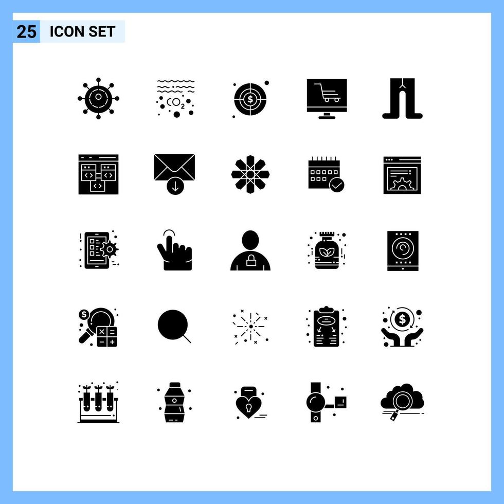 redigerbar vektor linje packa av 25 enkel fast glyfer av app kläder mål bebis projekt redigerbar vektor design element