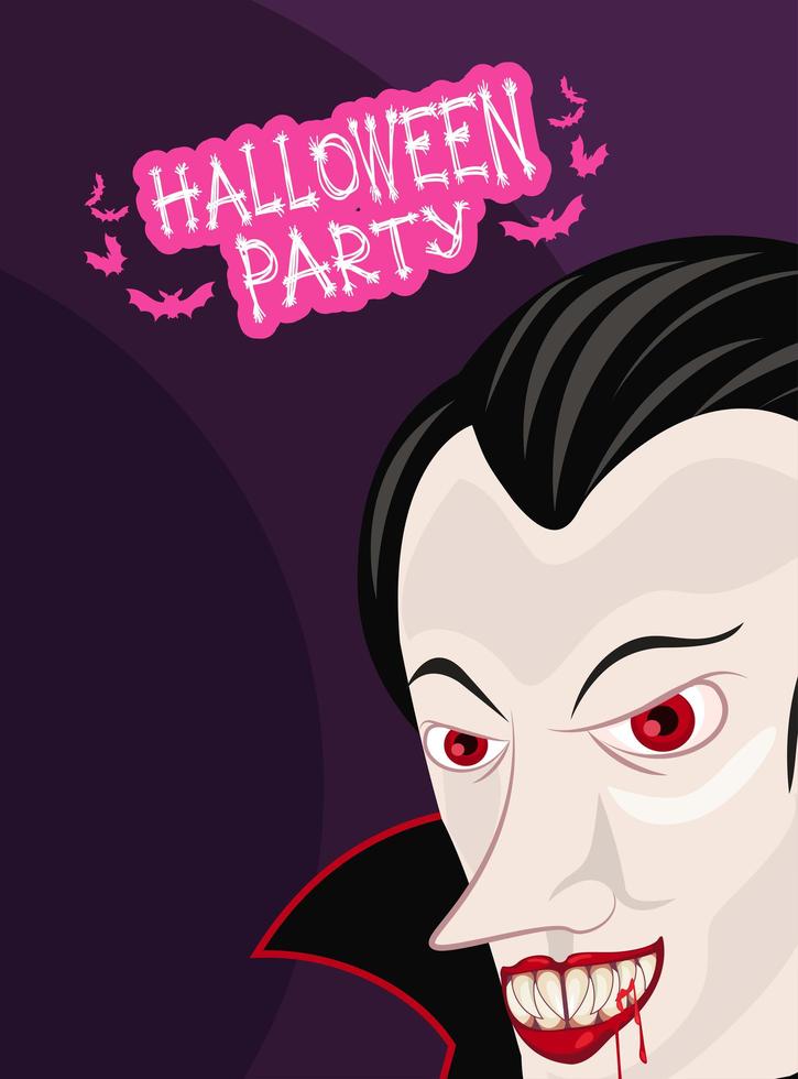 Halloween Horror Party Feier Poster mit Vampir vektor