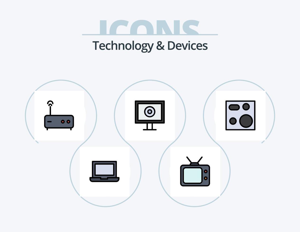 enheter linje fylld ikon packa 5 ikon design. Produkter. elektronik. walkie talkie. enheter. hårdvara vektor