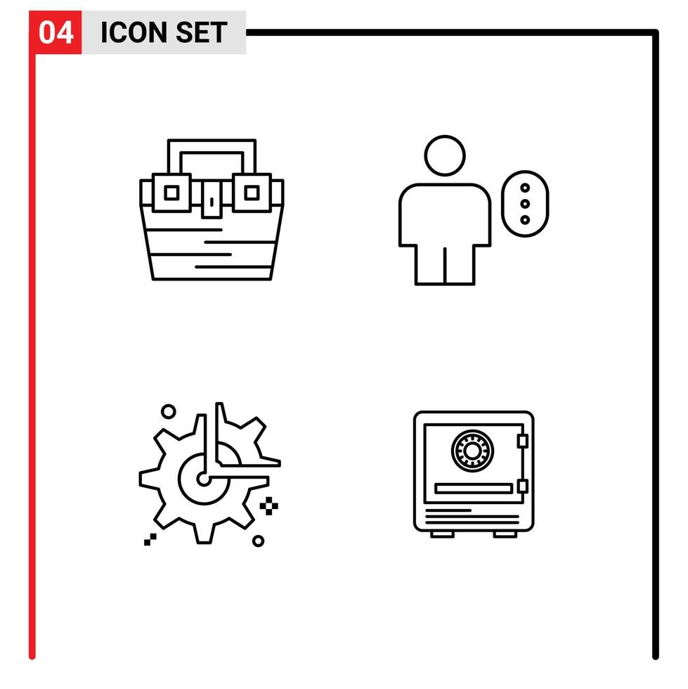uppsättning av 4 modern ui ikoner symboler tecken för väska Lösenord material avatar kugge redigerbar vektor design element