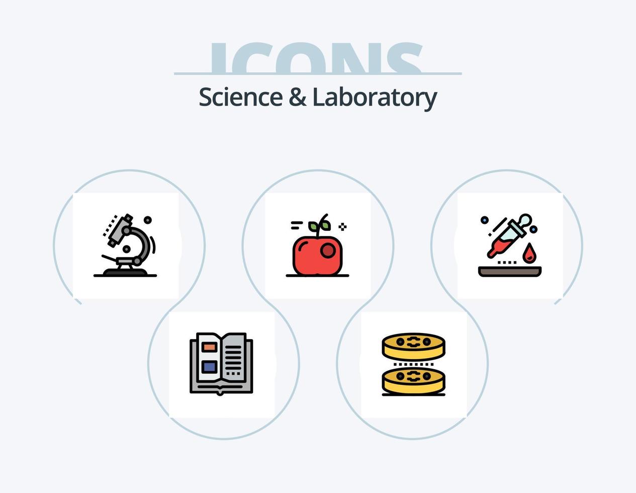 Wissenschaftslinie gefüllt Icon Pack 5 Icon Design. Brenner. Achtung. Chemie. Kontamination. Rohr vektor