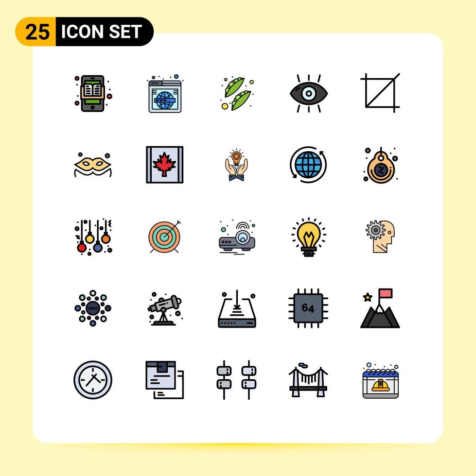 uppsättning av 25 modern ui ikoner symboler tecken för form öga bred sjukdom vegetabiliska redigerbar vektor design element