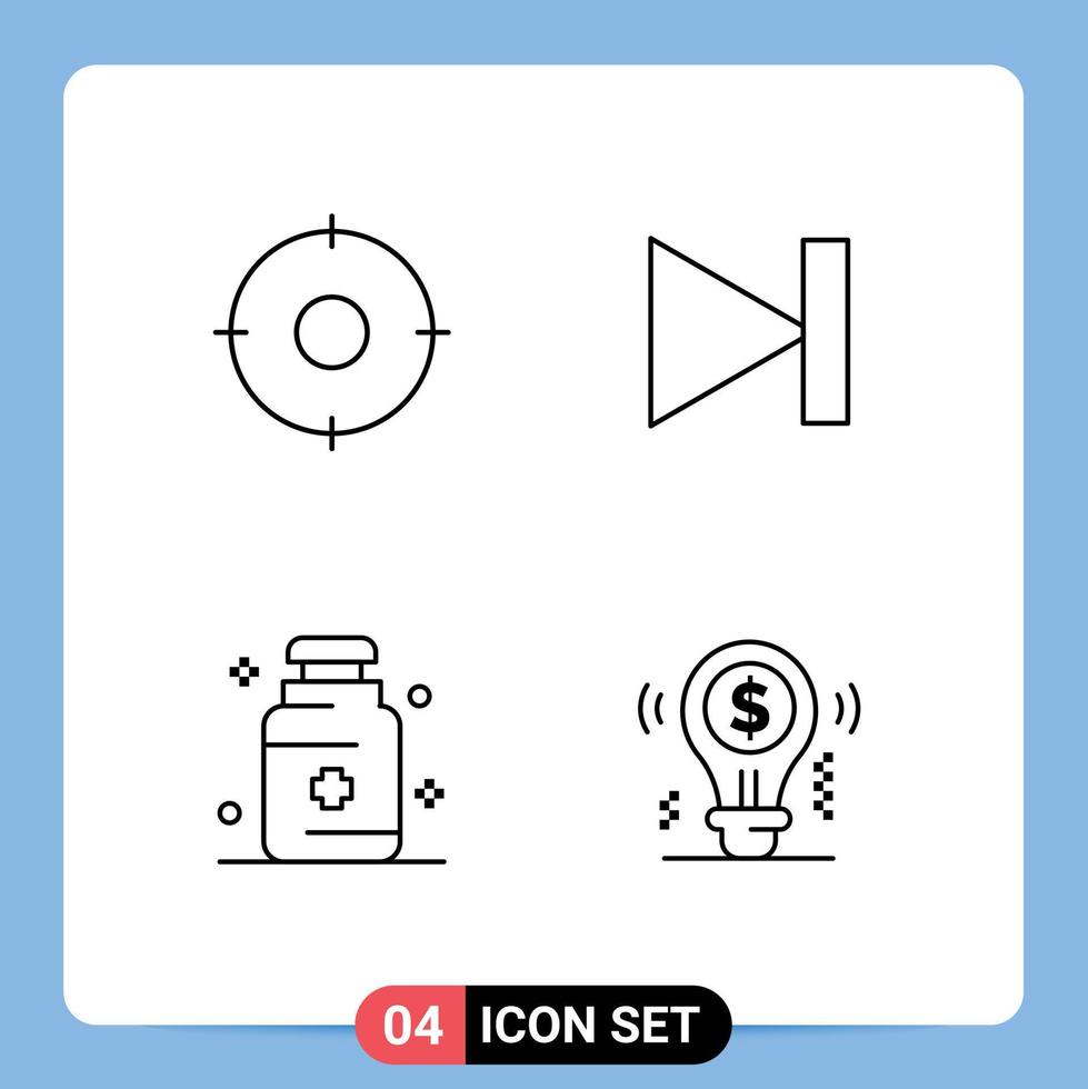 redigerbar vektor linje packa av 4 enkel fylld linje platt färger av cirkel sjukhus mål sista medicin redigerbar vektor design element