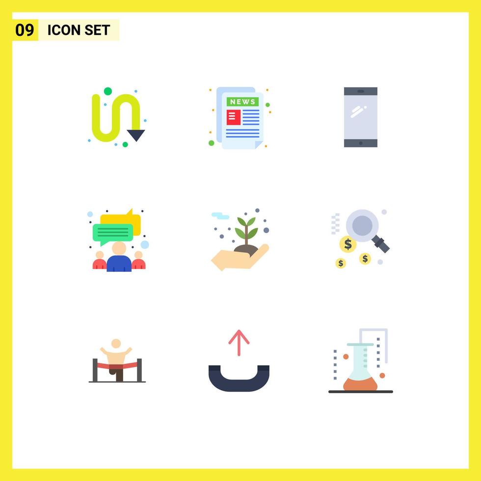 Stock Vector Icon Pack mit 9 Zeilenzeichen und Symbolen für Energietreffen Telefongruppe Samsung editierbare Vektordesign-Elemente