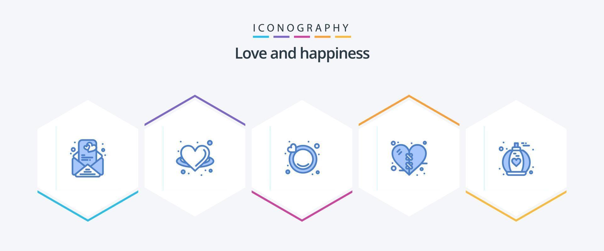 kärlek 25 blå ikon packa Inklusive parfym. doft. engagemang. hjärta. läka vektor