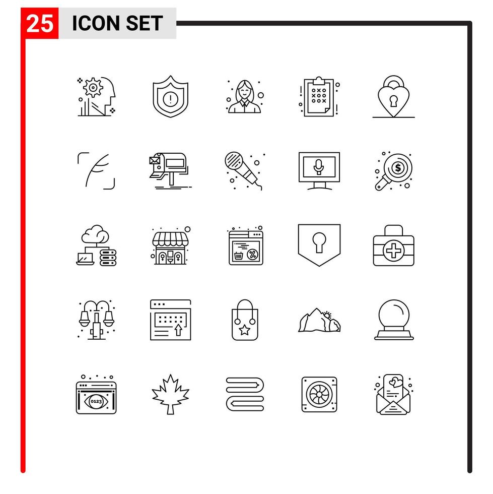 25 tematiska vektor rader och redigerbar symboler av kärlek strategi avatar planera planen redigerbar vektor design element