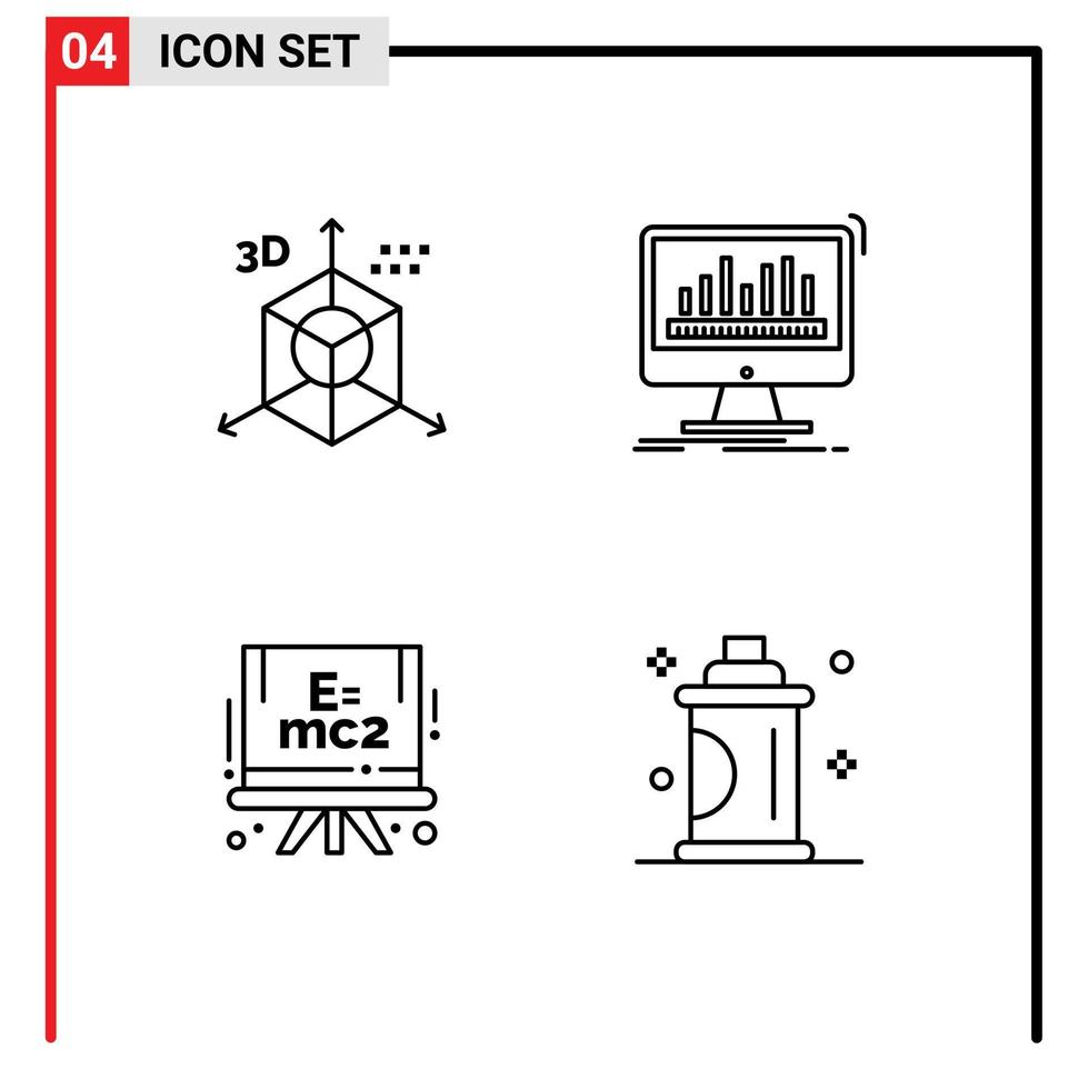 Packung mit 4 kreativen, gefüllten, flachen Farben von Codierungsstatistiken, Richtung, Verarbeitungsformel, editierbare Vektordesign-Elemente vektor