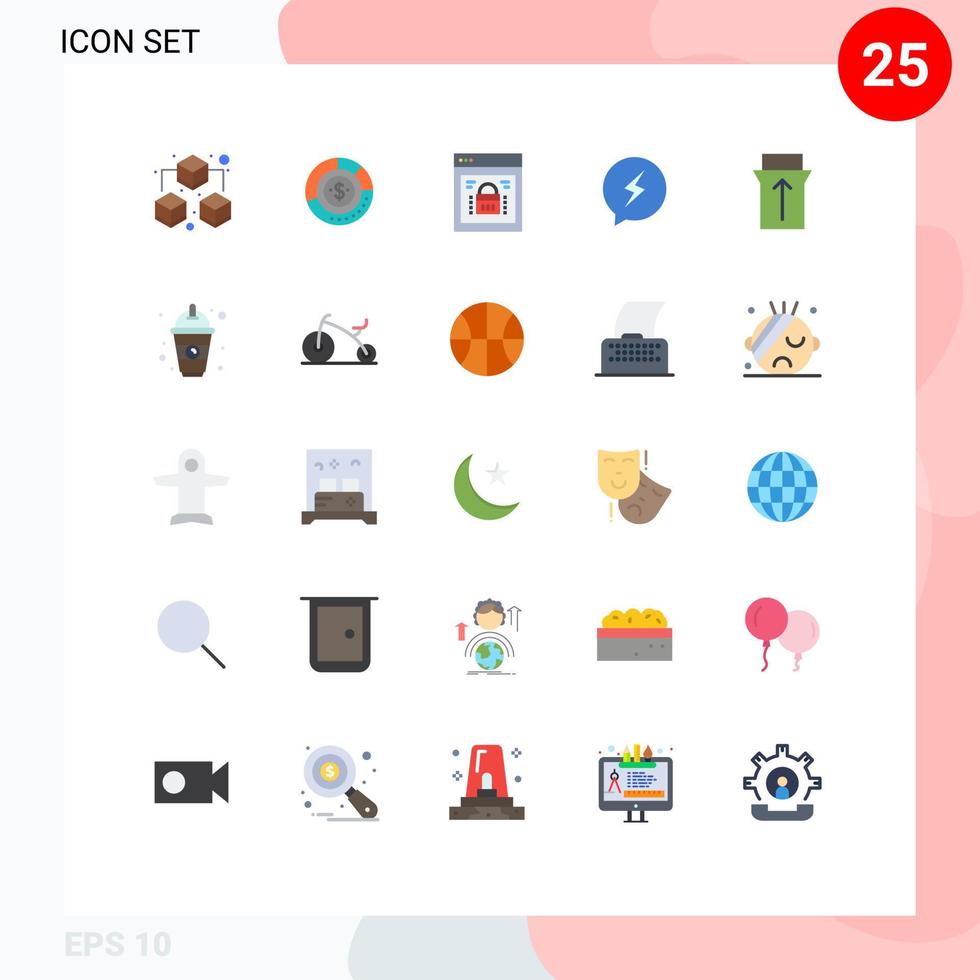 redigerbar vektor linje packa av 25 enkel platt färger av SMS webb säkerhet finansiell webb låsa sida låsa redigerbar vektor design element