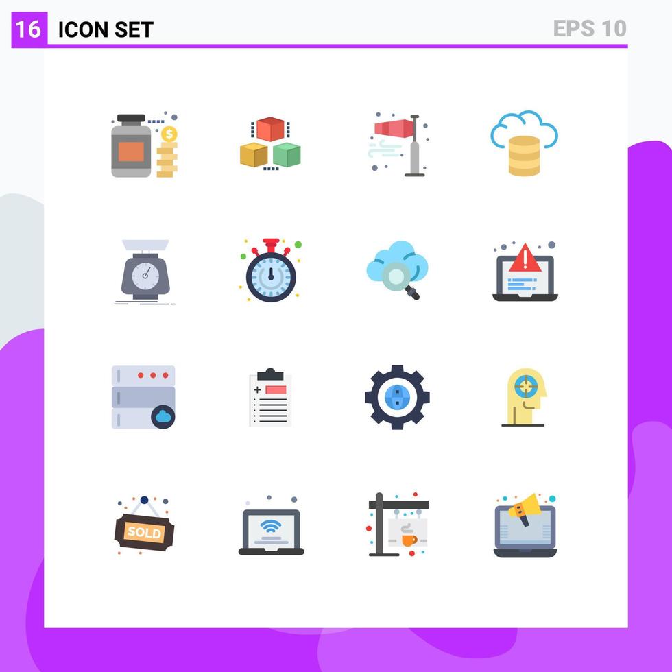 16 universell platt färger uppsättning för webb och mobil tillämpningar massa värd luft moln storm redigerbar packa av kreativ vektor design element