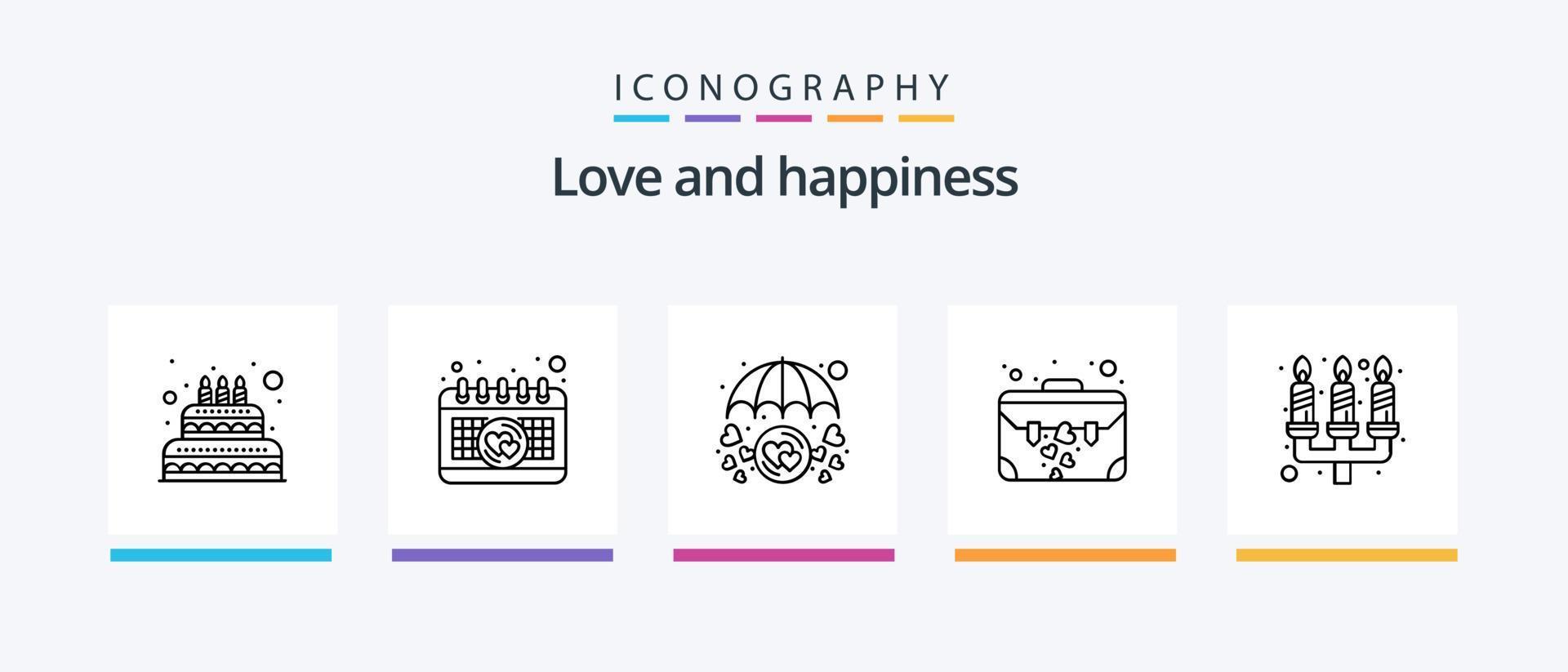 kärlek linje 5 ikon packa Inklusive kärlek. miljö. brev. ljus. kärlek. kreativ ikoner design vektor