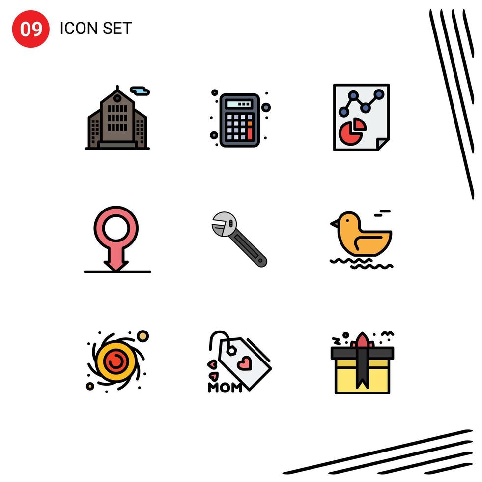 9 kreative Symbole moderne Zeichen und Symbole der Schraubenschlüssel Option Seite Schraubenschlüssel männlich editierbare Vektordesign-Elemente vektor