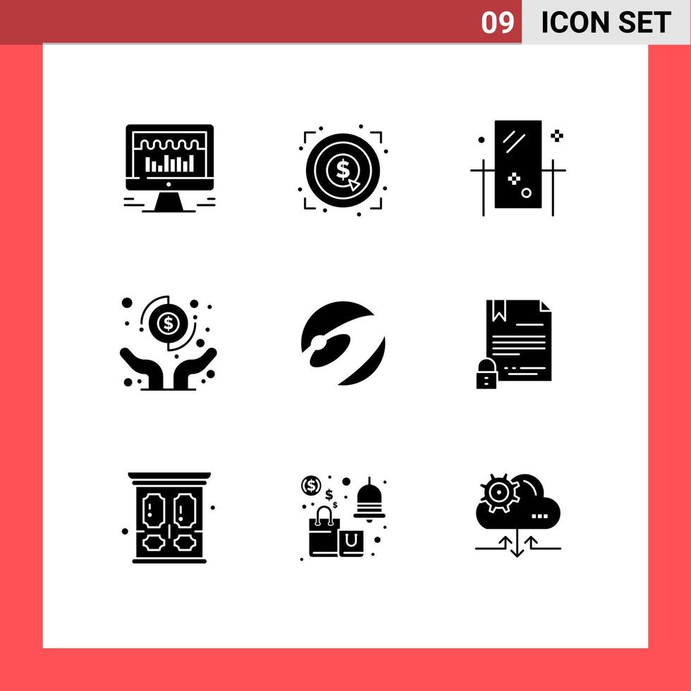 piktogram uppsättning av 9 enkel fast glyfer av nexus betala skönhet händer reflexion redigerbar vektor design element
