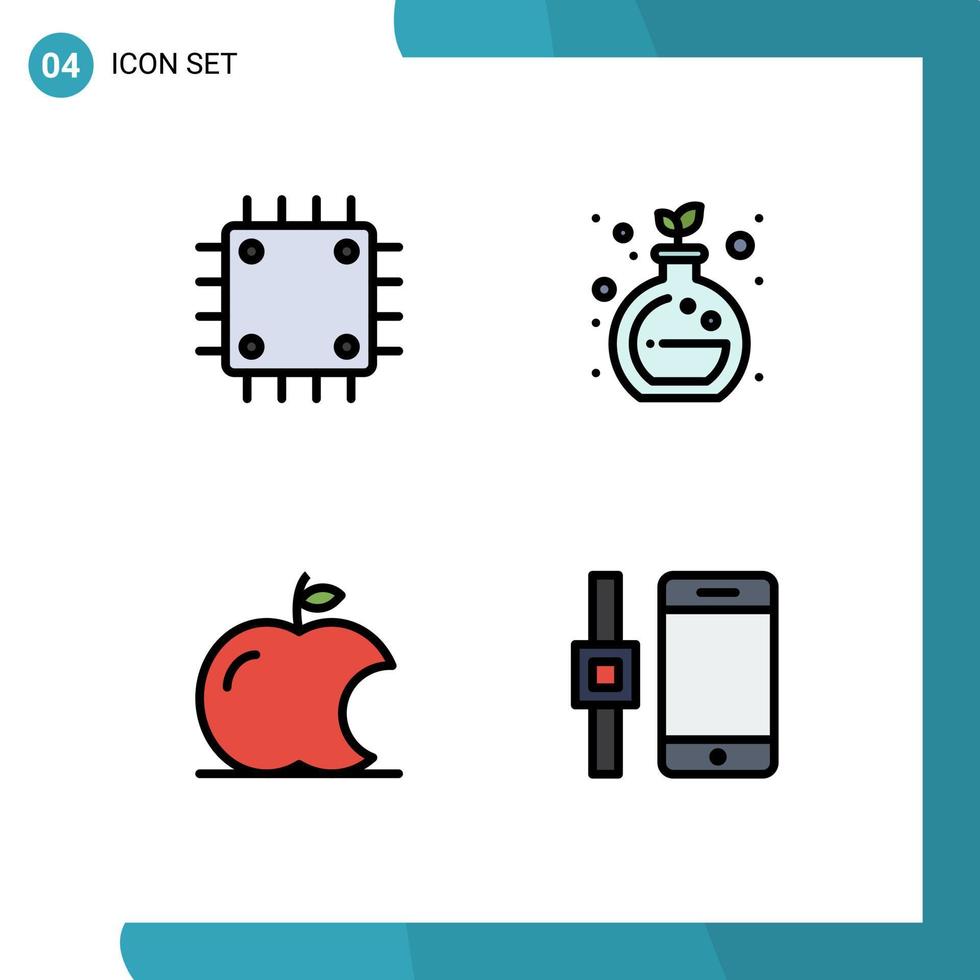satz von 4 modernen ui-symbolen symbole zeichen für chipsatz obst-gadget grün verbinden editierbare vektordesign-elemente vektor