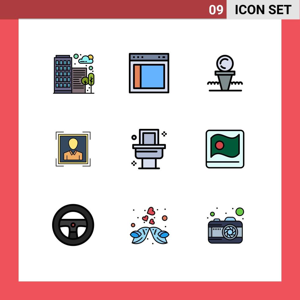 9 kreativ ikoner modern tecken och symboler av profil bild användare id hemsida användare träffa redigerbar vektor design element